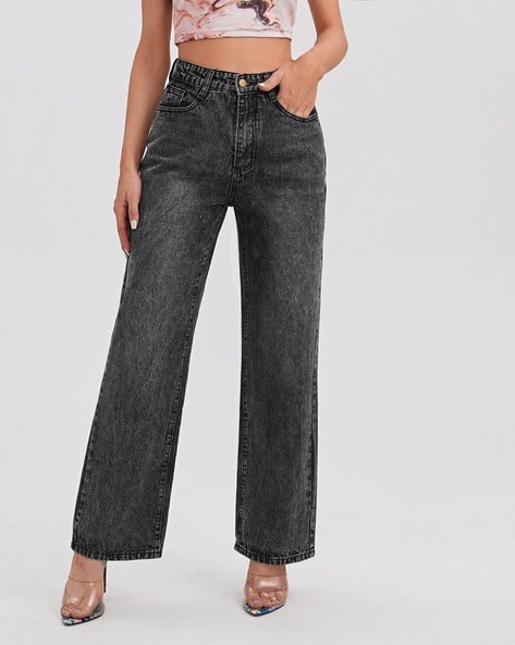 Women High Rise Straight Jeans