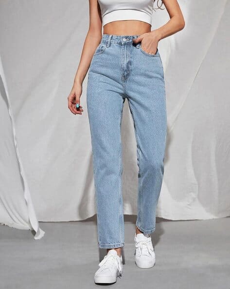 Women High Rise Boyfriend Jeans