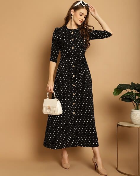 Women Polka-Dot Fit & Flare Dress