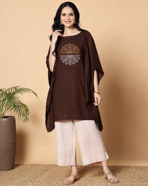Women Flared Kurti with Kaftan Sleeves