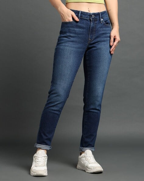 Women Lightly Washed Mid-Rise 711 Skinny Jeans