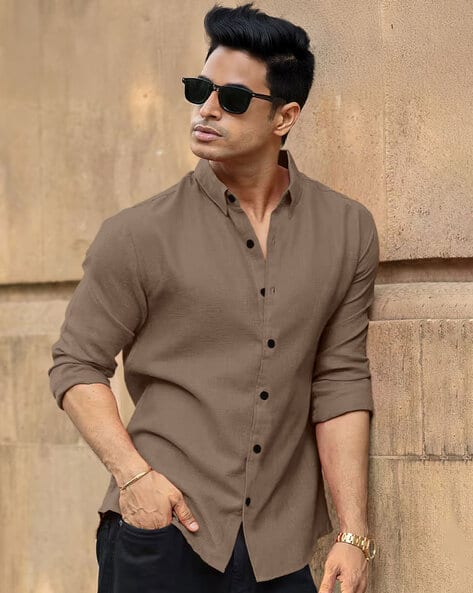 Men Hooded Shirt with Full Sleeves