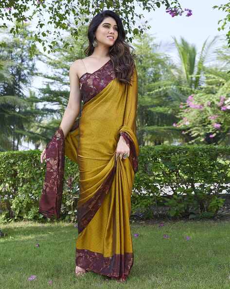 Geometric Print Chiffon Saree