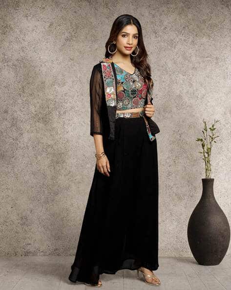Women Embellished Top with Palazzos & Jacket