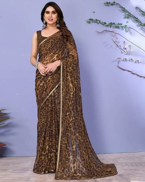 Animal Print Chiffon Saree