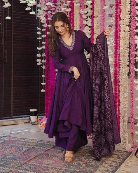 Women Embroidered Anarkali Kurta Suit Set