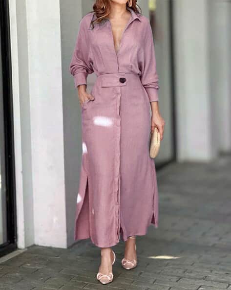 Women Shirt Dress with Insert Pocket