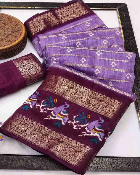 Women Ikkat Printed Dola Silk Saree