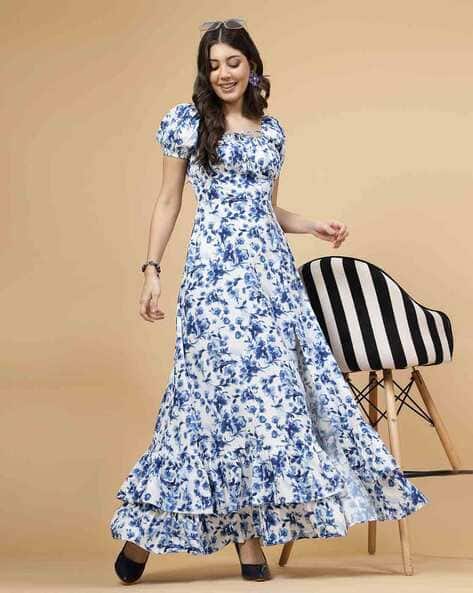 Women Floral Print Gown Dress