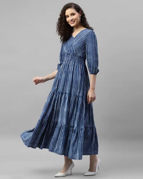 Women Leheriya Print Tiered Dress