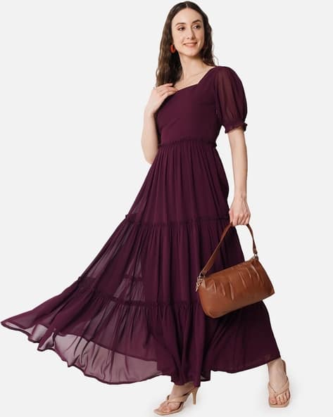 Women Square-Neck Tiered Dress