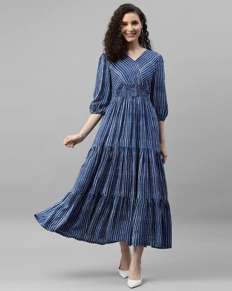 Women Stripes Fit and Flare Dress