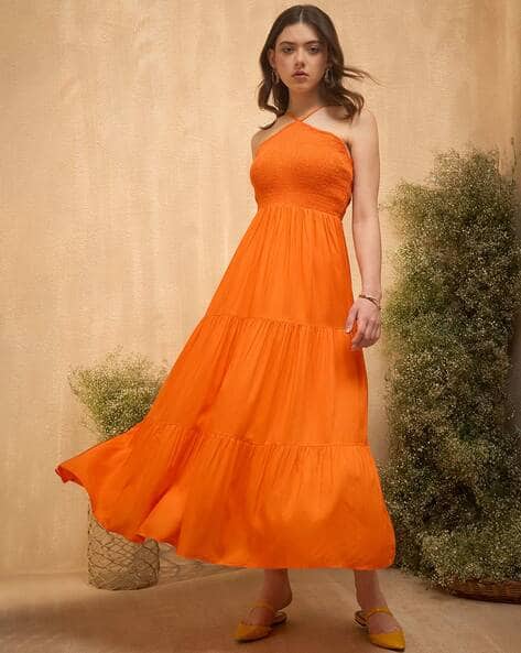 Women Halter-Neck Tiered Dress