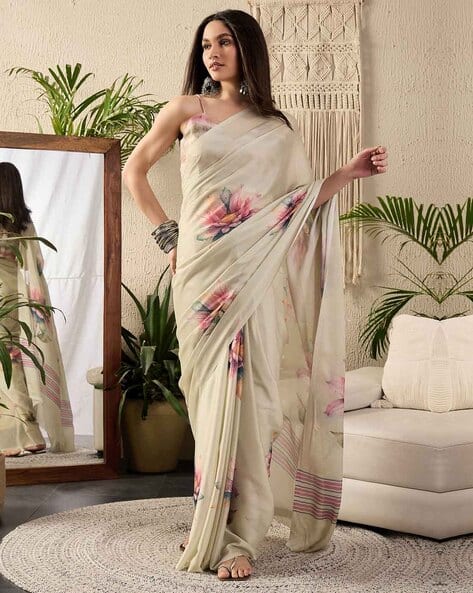 Women Floral Print Saree with Blouse Piece