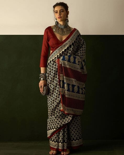 Women Floral Print Bhagalpuri Silk Saree