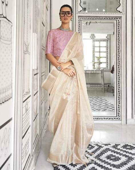 Women Kanjeevaram Saree with Contrast Border