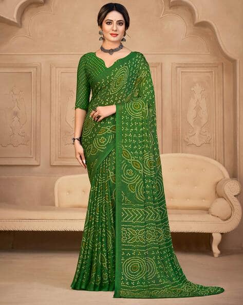 Bandhani Print Chiffon Saree
