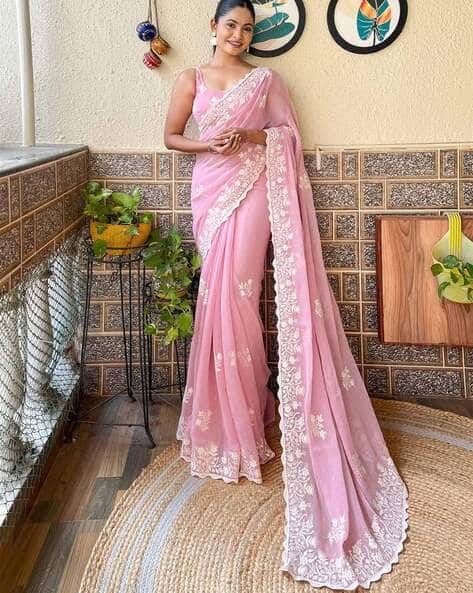Women Embroidered Georgette Saree