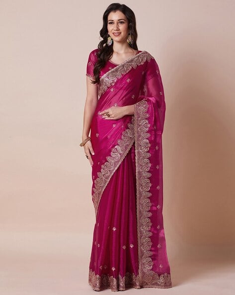 Women Traditional Saree with Unstitched Blouse Piece