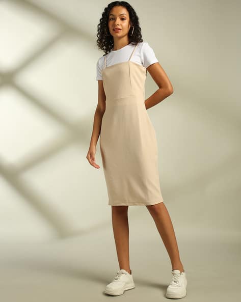 Women Sheath Dress with Crop T-Shirt
