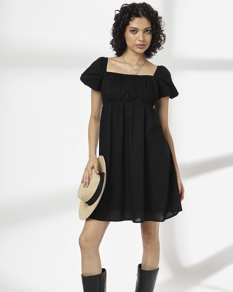 Women Square-Neck Cotton Shift Dress