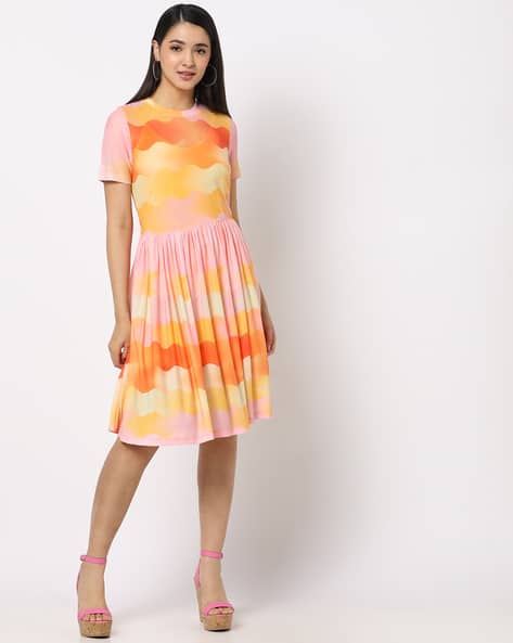 Printed Fit & Flare Dress