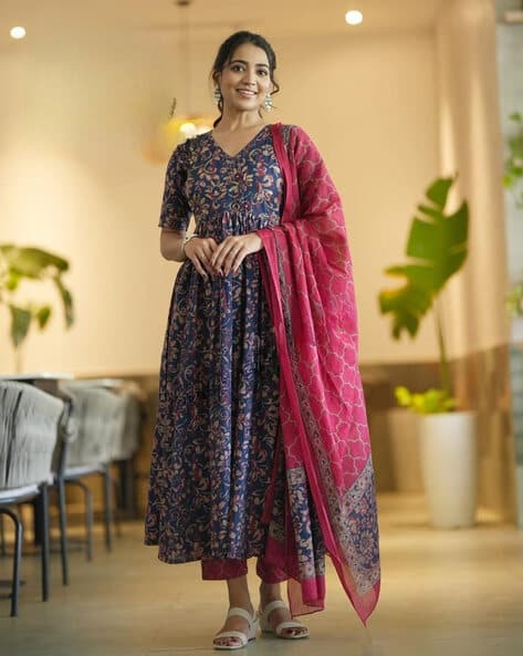 Women Floral Anarkali Kurta Set