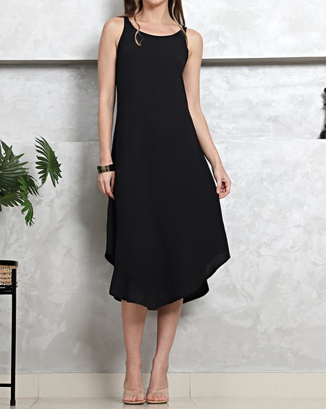 Shein Midi Length Sleeveless Curved Hem A-line Dress