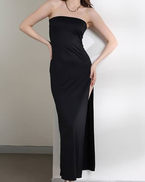 Shein Party Strapless Split Thigh Maxi Dress