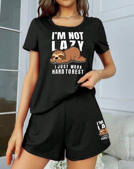 Women Graphic Print T-Shirt & Shorts Co-Ord Set