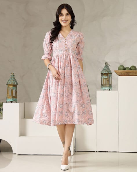 Women Floral Print Empire Dress
