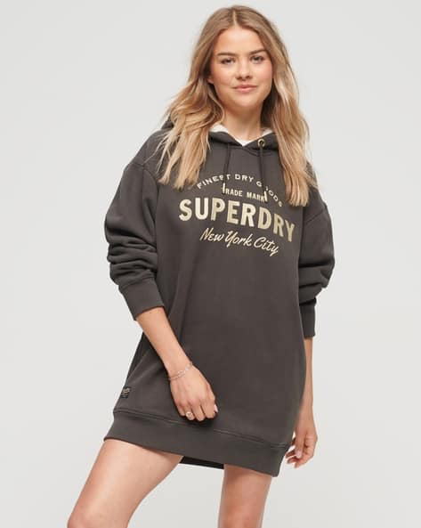 Luxe Metallic Logo Hood Dress