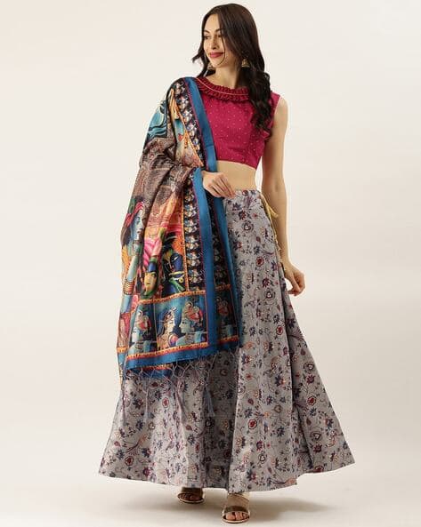 Women Floral Lehenga Choli Set with Dupatta