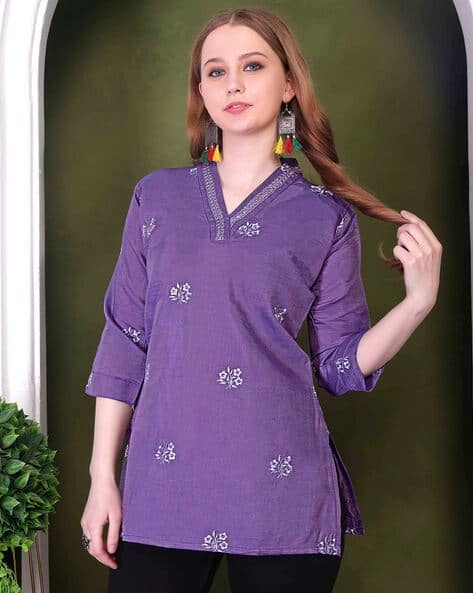 Women V-Neck A-Line Kurta