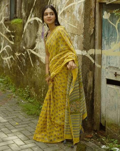 Women Floral Saree with Blouse Piece