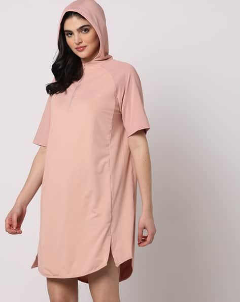 Hooded Shift Dress with Zip
