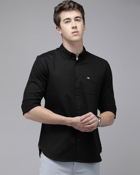 Men Slim Fit Shirt with Patch Pocket