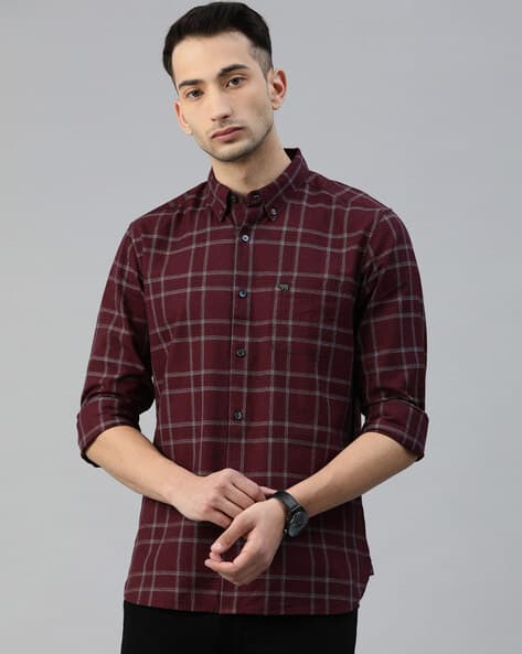Men Regular Fit Shirt with Mandarin Collar