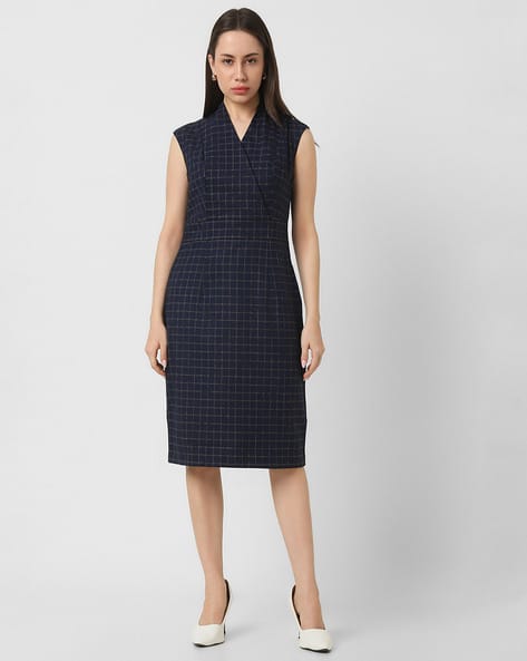 Women Checked Sheath Dress