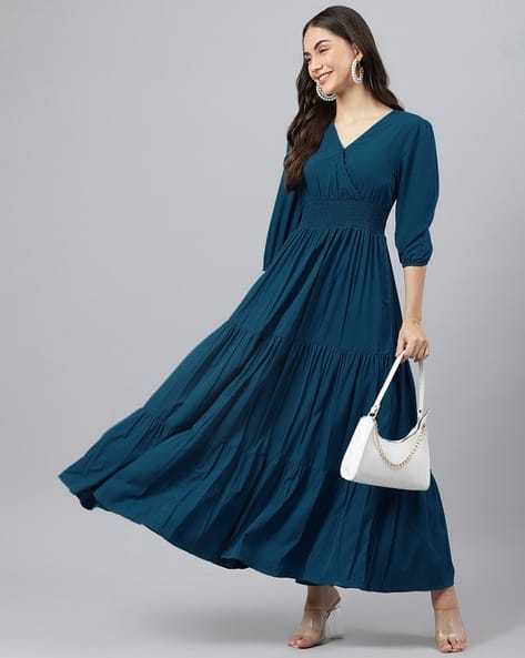Women Tiered Dress with Balloon Sleeves