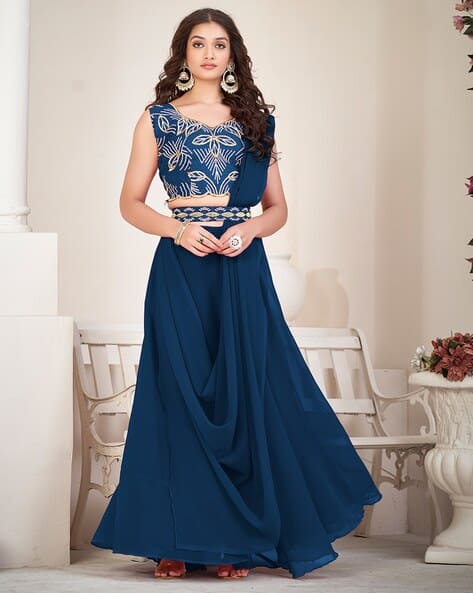 Women Embroidered Lehenga Choli Set with Dupatta