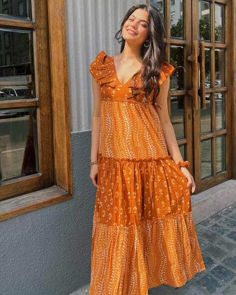 Women Maxi Rayon Floral Dress