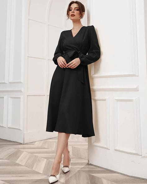 Women V-Neck Fit & Flare Dress