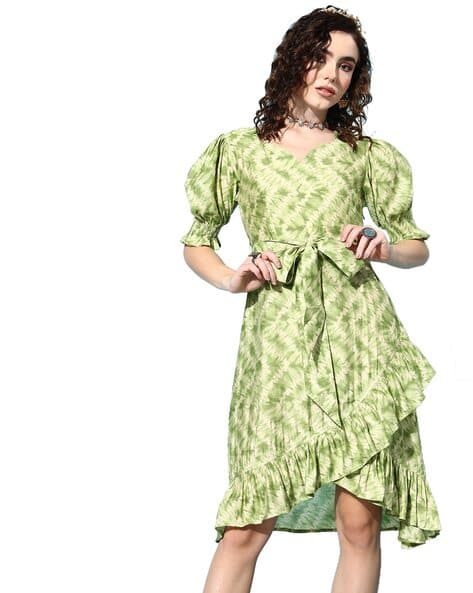 Tie & Dye Tie-Up Waist A-Line Dress