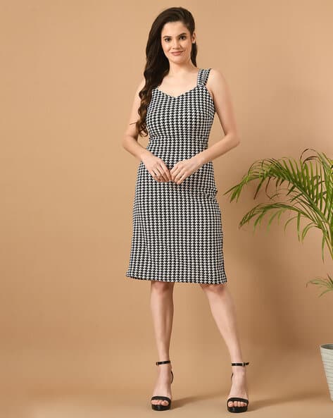 Women Checks Bodycon Dress