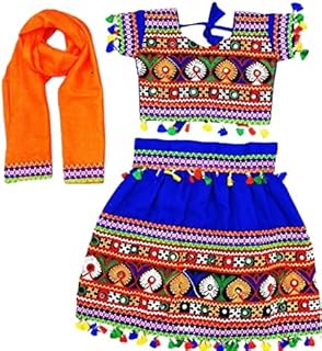 Baby Girls Lehenga Choli Set – Blue Embroidered Ethnic Wear with Choli & Dupatta | Traditional Indian Dress for Festivals, Wedding & Birthday