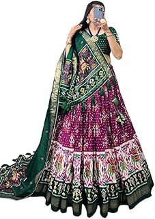 Red Color Patola Print With Foil Work Tussar Silk Lehenga Choli