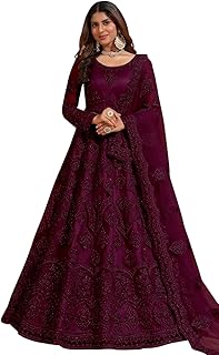 Aika Creation Women's Net Embroidered Semi-Stitched Gown