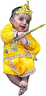 The Holy Mart Cotton Krishna Dress Baby Boy, Kanha Ji Dress Baby Boy (0-6 Months), Janmashtami Dress For Baby Boy