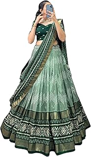 Printed Semi Stitched Lehenga Choli  (Green)